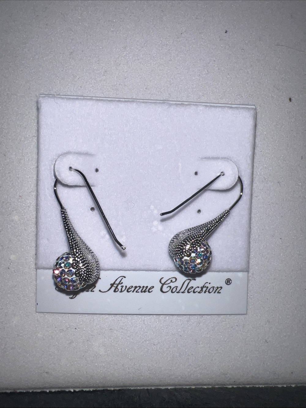 5th Avenue Collection Silver-Tone Teardrop Earrings with AB Crystal Ball